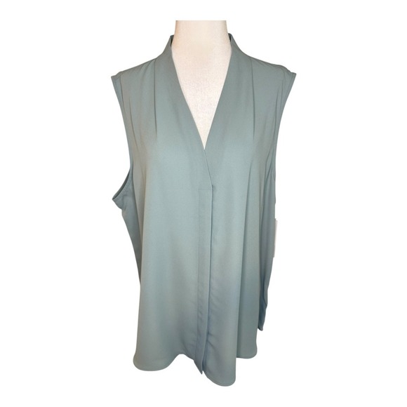 Nordstrom Rack Sleeveless Top Grey Mineral V-Neck Blouse 2X‎ NWY - Picture 1 of 8